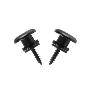 2 STCK. Schwarz Metall Pilz Riemenverschluss Tasten Ende Pin Stifte Schraube für Gitarrenbass - Bild 1 von 6