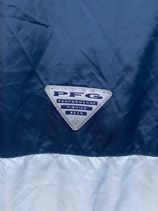 Columbia Sportswear PFG Coat Mens Small Blue White Windbreaker Full Zip - Picture 1 of 10