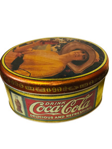 Coca Cola Tin case box metal Coke Soda Pop vtg antique advertising art deco gold