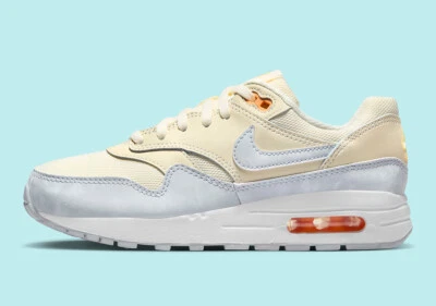 Nike Air Max 1 GS Pale Ivory Football Grey Melon Tint DZ3307-102 7Y = 8.5 Women - Image 1 of 4
