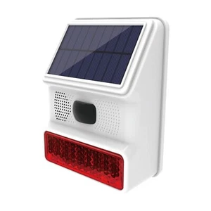 Sirena di allarme, sirena solare da esterno con luce lampeggiante a LED da 110 d - Foto 1 di 8