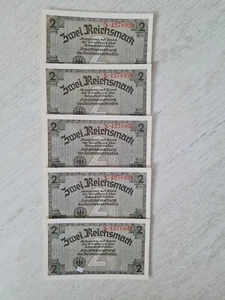 5 x 2 Reichsmark / o.D. (1939) Reichskreditkassenschein/Fortlaufende Nummern - Bild 1 von 2