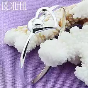 DOTEFFIL 925 Sterlingsilber Herzarmreif Armband Frau Hochzeit Party Schmuck - Bild 1 von 6