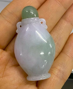 Handmade Green Grade A Jadeite Jade Snuff Bottle Natural Emerald S-061-2 - Picture 1 of 6
