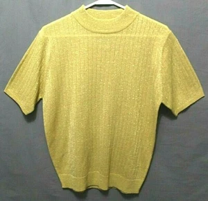 SAG HARBOR womens size small gold w/glitter short sleeve sweater very beautiful! - Picture 1 of 2