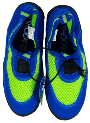 Shocked Youth Boys Aqua Shoes Blue & Lime Small 10-11 - Image 1 of 4