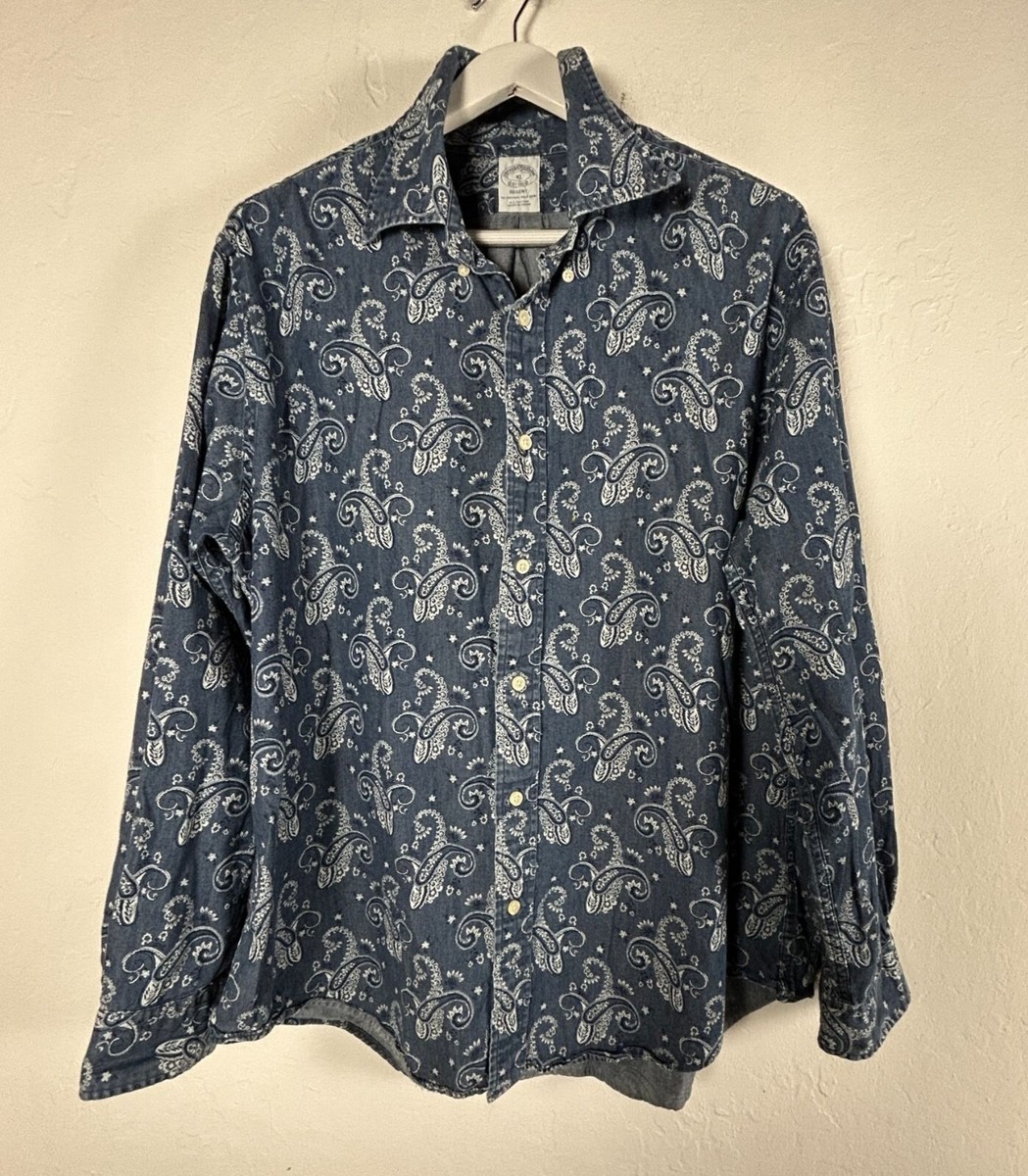 トップス 90s Brooks Brothers Linen Paisley Shirt Brooks Brothers Paisley Casual Button-Down Shirts for Men