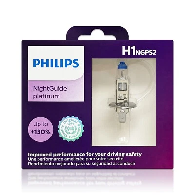 Philips NightGuide Platinum H1 Halogen Headlight Bulbs 12258NGPS2 Low Pack of 2 - Image 1 of 4