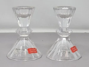 Coppia di portacandele vintage Towle in cristallo di piombo pregiato conico design elegante - Foto 1 di 6