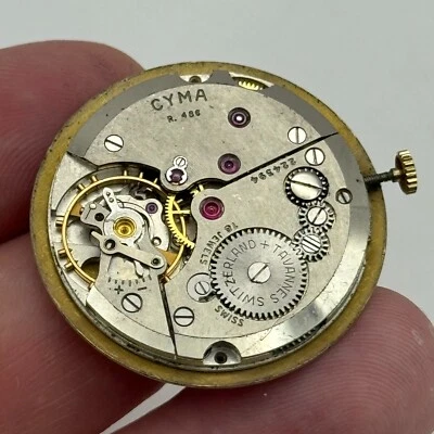 28.4mm Men's Cyma Tavannes Cal 486 Swiss Manual Wind Watch Movement PARTS REPAIR - Image 1 of 4