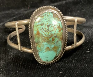 Vintage Sterling Silver Turquoise Stone Bracelet #92 - Picture 1 of 4