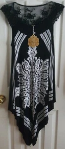 NWT Crochet Casual Dress Embroidery Summer Beach Handkerchief Dress One Size - Picture 1 of 9