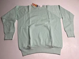 Solid Blank Crewneck Sweatshirt Elemental Light Blue Raglan Size L Vtg - Picture 1 of 7