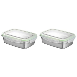 2 Pack Stainless Steel Crisper Airtight Food Storage Containers Insulated - Picture 1 of 12
