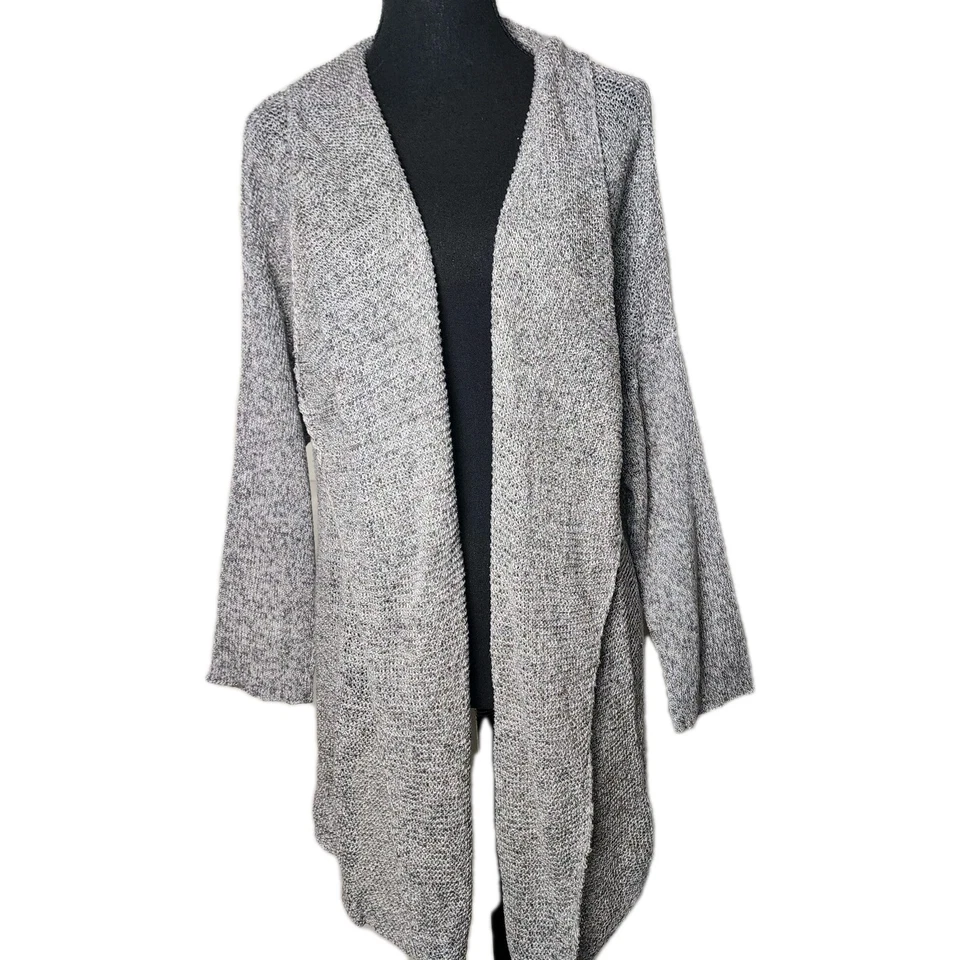 Cárdigan Eileen Fisher 2X Gris 100% Lino Tejido Abierto Talla Grande Cortina Capas  Foto 1 de 4