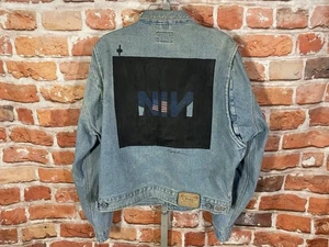 Giacca jeans camionista vintage Polo Ralph Lauren NIN dipinta a mano taglia L nove pollici unghie - Foto 1 di 10