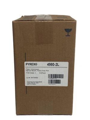 Nuevo frasco de vidrio PYREX 2000 ml 2 L Erlenmeyer borde de alta resistencia boca estrecha 4980-2 L Foto 1 de 4