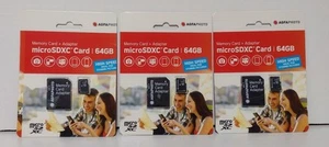 (3) AGFAPHOTO MicroSDXC card 64gb Memory Card + Adapter - Picture 1 of 4