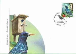 First day cover (FDC) of LATVIA 2025 - Birds of Latvia - Common starling - Picture 1 of 2