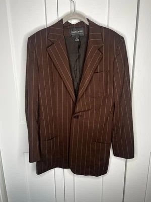 Blazer para mujer Ralph Lauren Collection Classics marrón a rayas mezcla de lana 12 Foto 1 de 4