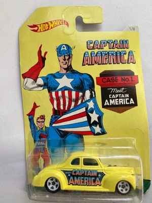 DAMAGED BOX Hot Wheels 1940 Ford Coupe CAPTAIN AMERICA 1/64 NEW - Image 1 of 4