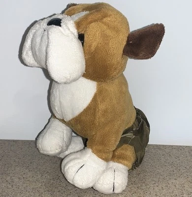 Ganz Webkinz Bulldog Brown & White in Camouflage Shorts Plush Animal Toy No Code - Image 1 of 4