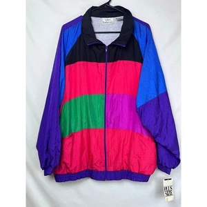 Neu mit Etikett Laura Katherine Damengröße 22 W Colorblock 80er Jahre adretter Windbreaker mit Reißverschluss - Bild 1 von 9