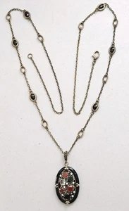 Seltene Judith Ripka Italien Onyx orange Karneol CZ Gold Sterling Anhänger Halskette  - Bild 1 von 23