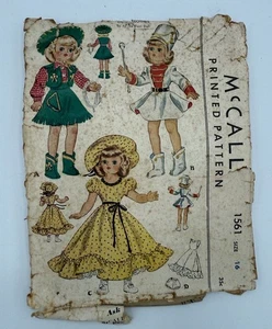 McCalls 1950 Schnittmuster #1561 Toni Puppenkleidung Kleiderschrank Größe 16 Schnitt - Bild 1 von 2