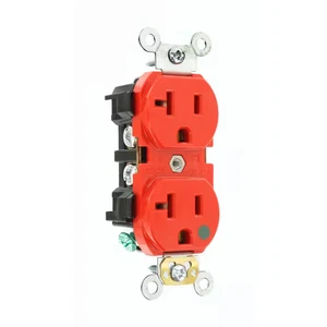 Presa/Presa Duplex 20 Amp 125 V Grado Ospedaliero, Rosso (Confezione da 1) 8300-HR - Foto 1 di 12