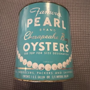 Famosa lata de ostras de Chesapeake Bay marca Pearl 1 galón - Imagen 1 de 12