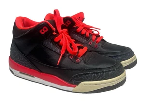 Nike Air Jordan III 3 Retro GS Black Bright Crimson 398614-005 Size 6Y Women 7.5 - Picture 1 of 8