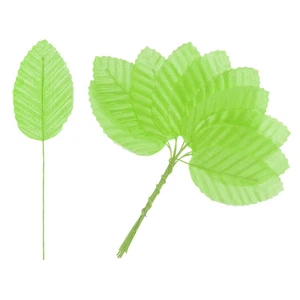 200Pcs Artificial Silk Leaf, Faux Wire Single Leaves, Fake Flower Grass Green - Picture 1 of 7