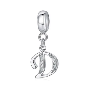 Ciondolo lettera argento sterling 925 perline adatto per bracciali fai da te gioielli donna regalo - Foto 1 di 6