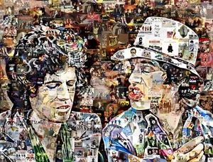 Art Collage Poster Print Mick Jagger Keith Richards Rolling Stones Rock Music - Picture 1 of 9