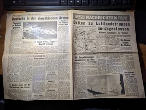 British WWII Aerial Leaflet Newspaper Nachrichten For The Troops - Picture 1 of 2