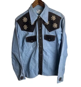 Camicia vintage anni 60 Nova uomo Selvedge denim scamosciato rockabilly western taglia 38 �� - Foto 1 di 11