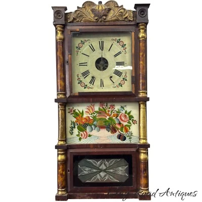 RARO. Elisha Manross Mass 8 días reloj de tres pisos para restauración 1830 Foto 1 de 4