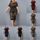Stylish Ladies Lace Sequin Midi Dress for Plus Size Women's Evening Party