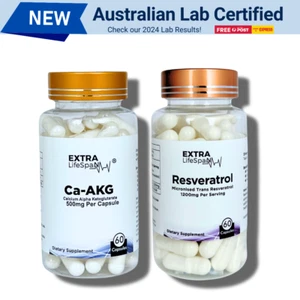 Ca Alpha Ketoglutarate Ca-AKG Trans Resveratrol Australian Certified Supplements - Picture 1 of 22