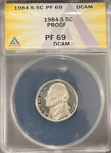 1984 S Jefferson Nickel - ANACS PF69 DCAM + Free Shipping - Picture 1 of 2
