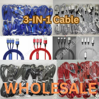 Wholesale 3A Fast Charging Cable 3 in 1 Charger Cord For iPhone USB-C Micro USB - Image 1 of 4