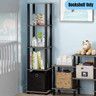 Gray Oak Black 4 Tier Display Rack Shelf Bookcase Storage Organizer ...