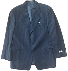MANI By Giorgio Armani 100% Virgin Wool Charcoal Gray Stripe Blazer Jacket 44R - Picture 1 of 9
