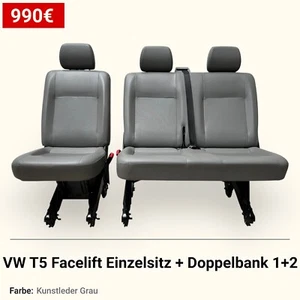 VW T5 T6 T6.1 Sitzbank Sitz Sitze 3er Bus Einzelsitz + Doppelbank 1+2 Kunstleder - Bild 1 von 3