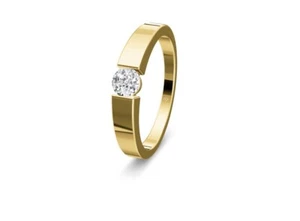 585 GOLD Damenring Diamant 0,20ct.Solitaire,Spannring.Neuer Ring+Zertifikat.14KT - Bild 1 von 4