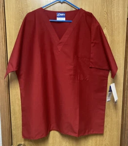 Crest Unisex oversized Ruby Red Short Sleeve Scrub Top XL 1X, 2X - Picture 1 of 6