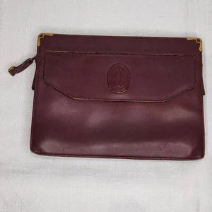 Cartier Damen Clutch Tasche Burgund Bordeaux Leder Les Must de Lining Peeling - Bild 1 von 18