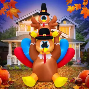 6ft Thanksgiving Inflatable 🦃 Turkey LED Fall Garden Lawn Autumn Harvest NEW - Picture 1 of 15