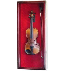 Vitrina para violín ukelele violín mandolina madera de cerezo gabinete soporte de pared estante - Imagen 1 de 15